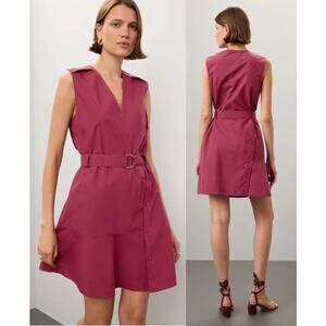 3.1 Phillip Lim x RTR Sleeveless V-Neck Belted Mini Shirt Dress Maroon Womens 8